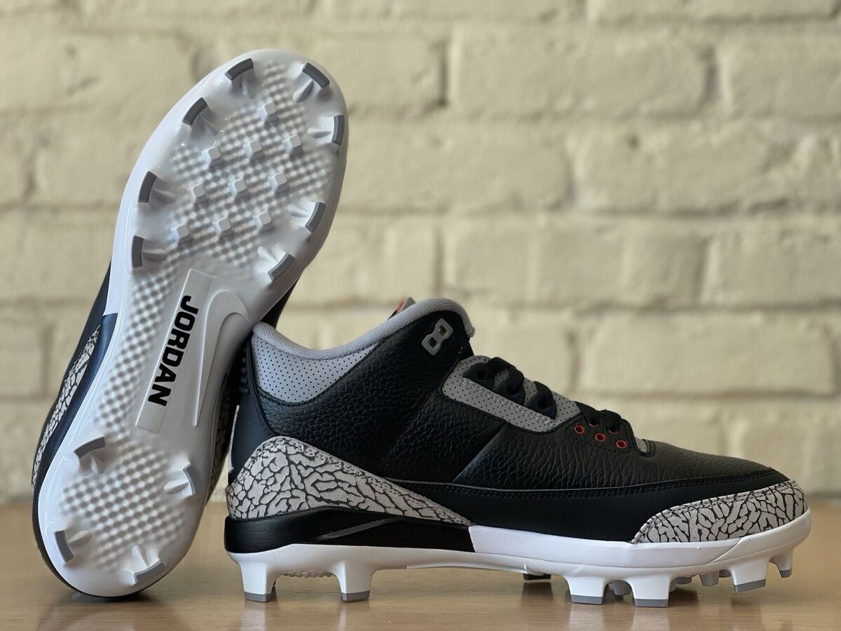 Nike Air Jordan 3 Retro MCS Black Cement Baseball Cleats Nike Air Jordan 3 Retro MCS Black Cement Baseball Cleats