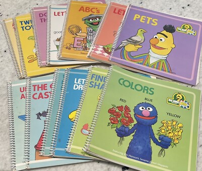 SESAME STREET-BIG BIRD BEEP 13 Book Lot Spiral 1989 ABC s Let s Eat Pets Colors