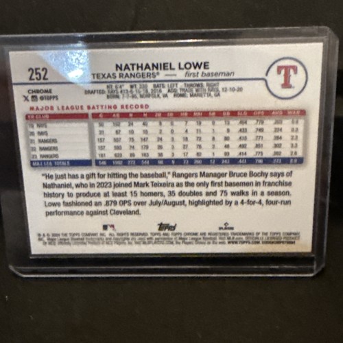 2024 Topps Chrome Baseball Nathanial Lowe Negative Refractor - Picture 6 of 9
