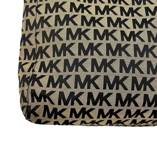 Michael Kors Leather Trim Signature Monogram Tote Shoulder Bag Black Brown - Picture 14 of 15