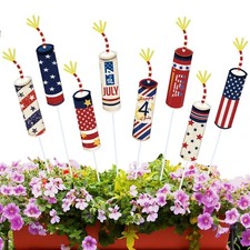 8 Pcs 4th of July 250th Garden Stake Metal USA Flag Yard Sign Patriotic Decor...