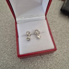 Finest zirconia drop earrings in platinum over Sterling Silver