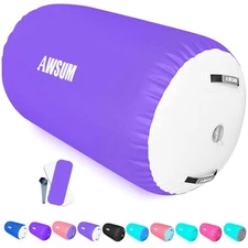 AWSUM Air Roller Gymnastics Barrel Inflatable Tumbling Mat Back Handspring Tr...