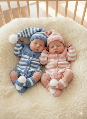 “Sweet dreams” Romper set Knitting pattern for Reborn doll 16 -22” or 0-3 mth