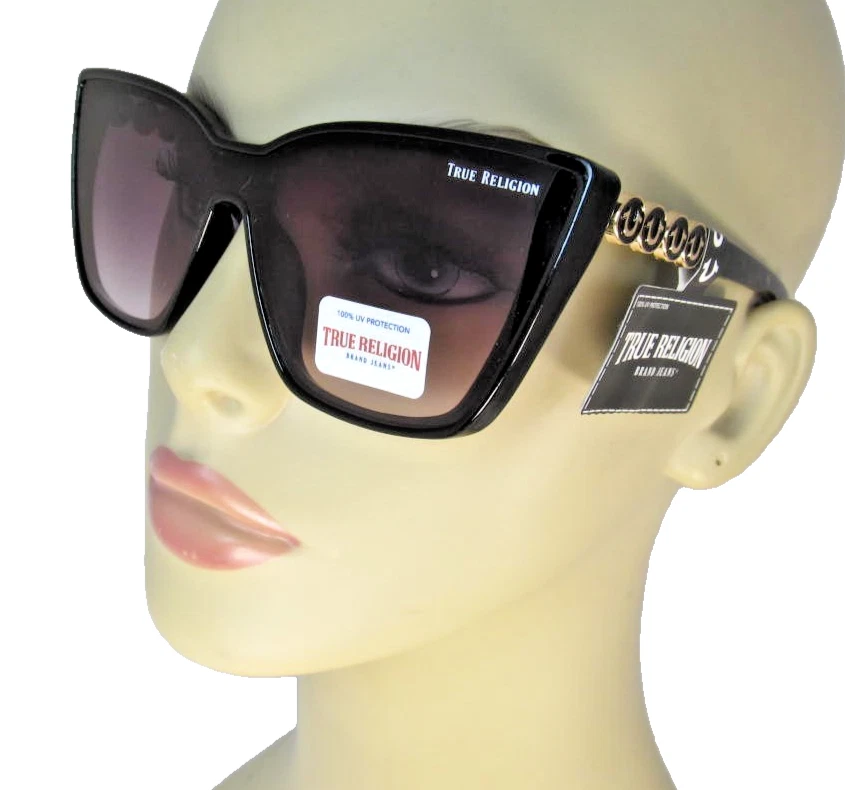 New Original TRUE RELIGION Cat Eye Sunglasses Acetate Black Metal Logo Gold XXX New Original TRUE RELIGION Cat Eye Sunglasses Acetate Black  main image 2