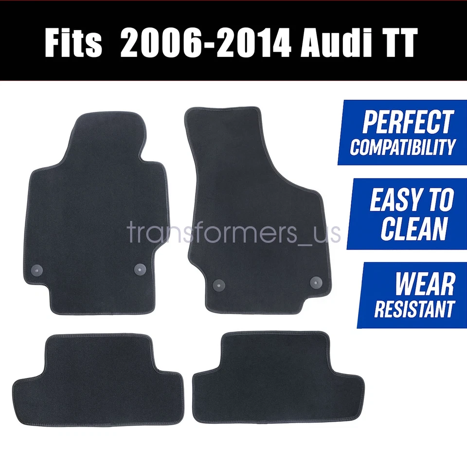 Alfombrillas delanteras y traseras negras para Audi TT 2006 2007 2008 2009 2010-2014 Foto 2 de 4