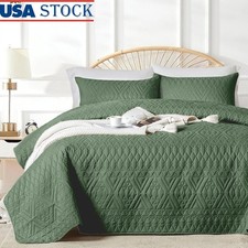 Quilt Set Lightweight Soft Geometric Design Bed Coverlet 3 Piece Bedding New