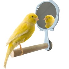 Bird Mirror with Perch - Easy Cage Install Ideal for Parakeets Cockatiels Con...