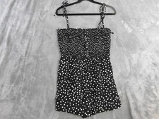 Lovers + Friends Romper Womens Medium Polka Dot Smocked Button Front Summer