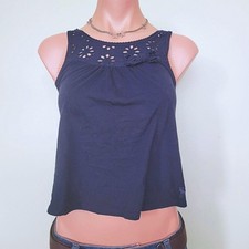 Abercrombie Navy Blue Embroidered Ribbon Lace...
