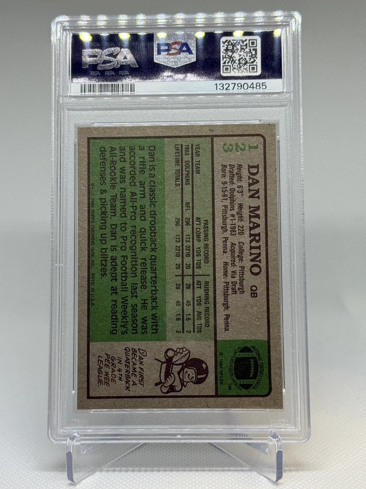 1984 Topps #123 Dan Marino RC ROOKIE HOF Miami Dolphins PSA 7 casi nuevo Foto 2 de 2