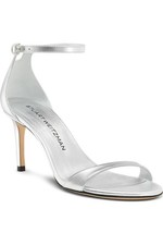  550 STUART WEITZMAN Nudist II 75 Sandal SILVER LEATHER STILETTO 7.5 PD3 