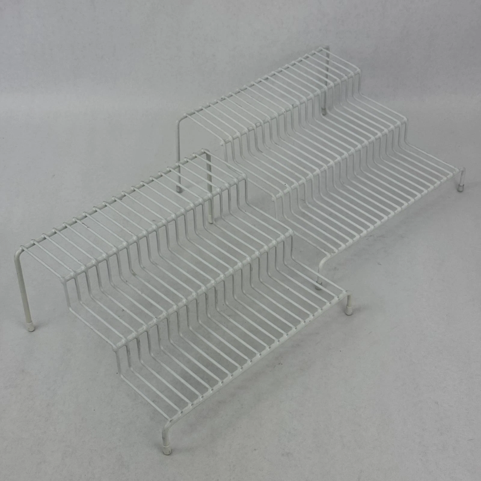Set of Two 3 Tier White Wire Spice Storage Racks