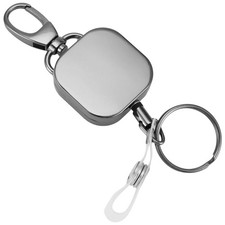 Heavy Duty Metal Retractable Carabiner Keychain Belt Badge Reels Clip 283328