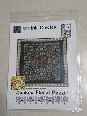 Ink Circles Cross Stitch Pattern Quaker Floral Puzzles