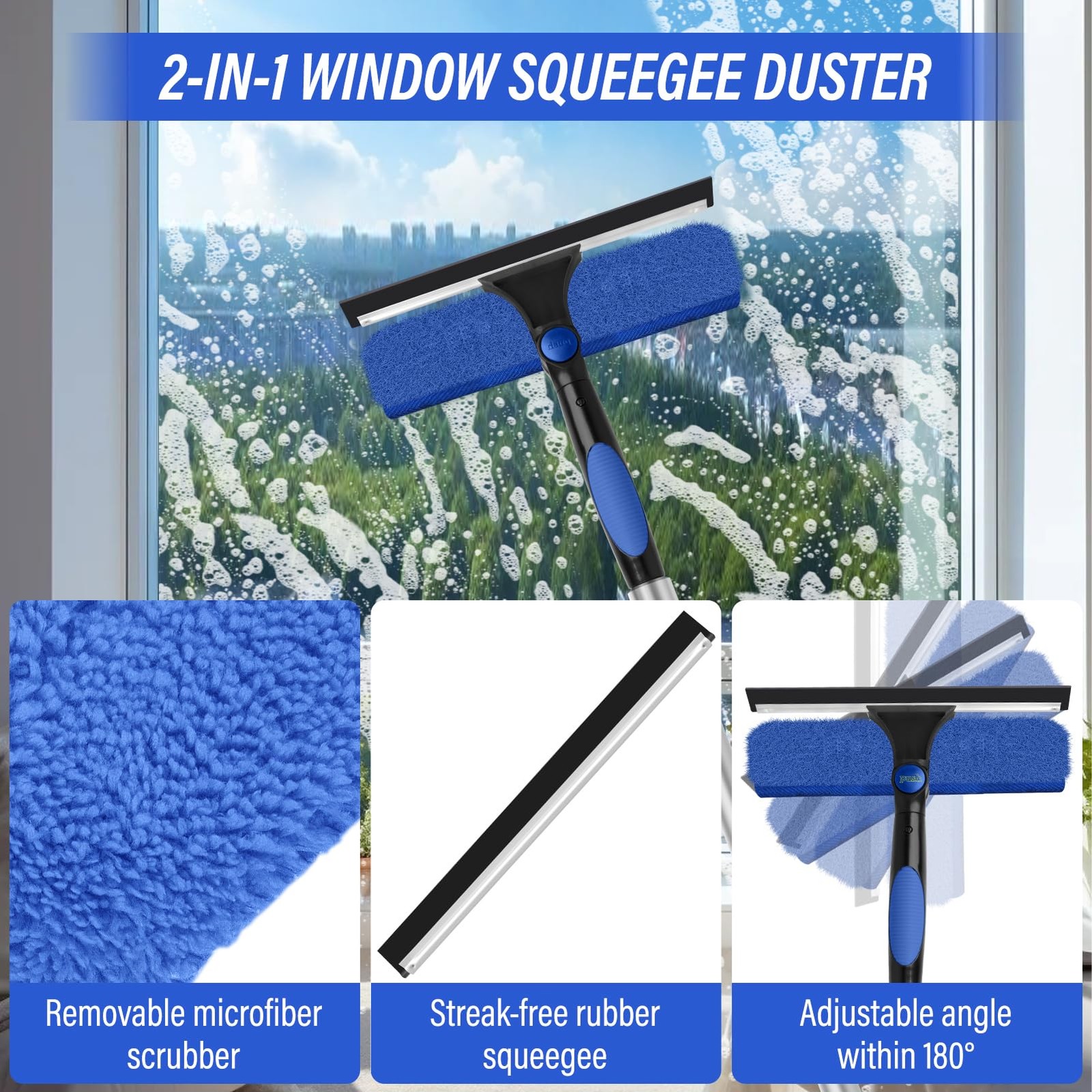 26FT Window Washing Kit with Extension PoleHigh Reach Duster KitCobweb Duster...