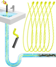 35Inch Drain Clog Remover Tool Drain Snake Hair Remover with Rotating Handle...