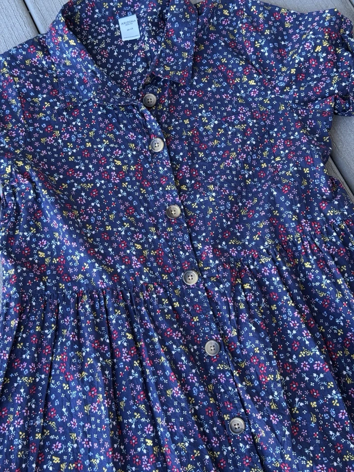 Vestido Arizona Jean Co Floral Botón Niñas Plus 20.5 Azul Marino Cottagecore Foto 4 de 4