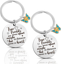 2Pcs Best Friend Birthday Gifts for Women Friendship Keychain, Long Distance Fri
