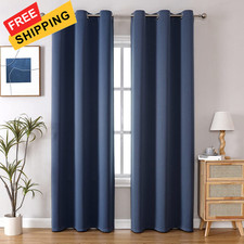 ChrisDowa Grommet Blackout Curtains for 42"W x 84"L Pack of 2 , Stone Blue