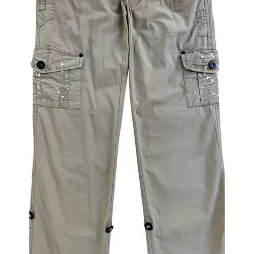BKE Womens 25 0 SAM Convertible Cargo Pants Paint Splatter Cotton BEIGE SSL8800P - Picture 4 of 18