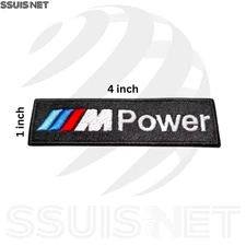 BMW M Power Embroidered Patch 4"x1" - Motorsport Logo - Iron On & Sew On