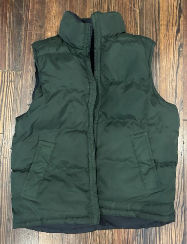 Gap Kids Reversible Boys Puffer Vest Sz 8 Green Navy Front Pockets - Picture 2 of 7