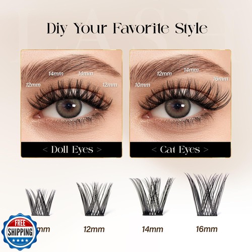 BEFER Lash Clusters, 132 Pcs D Curl Eyelash Clusters Volume Individual Lashes - Picture 4 of 5