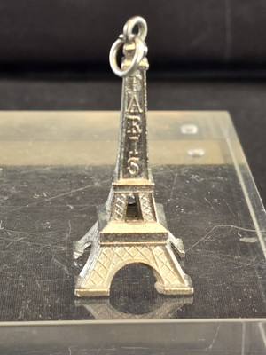 Eiffel Tower Paris France Charm Pendant Silver Tone  2'' Tall