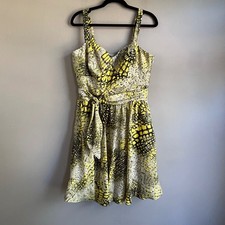 Guess Los Angeles Yellow Grey Animal Print Fit Flare Homecoming Dress 10