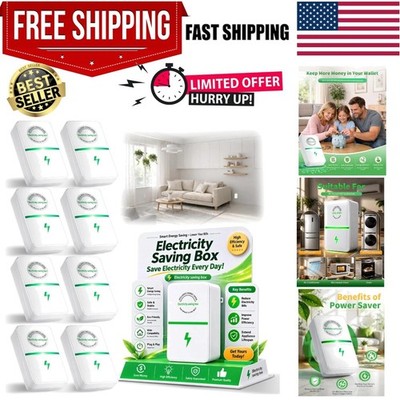 8PCS Power Plug Pro Energy Saver with Surge Protection - Effortless Savings