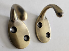Vintage PR Hardware Solid Brass Wall Mount Single Robe Clothes Hook 1 Prong Hook
