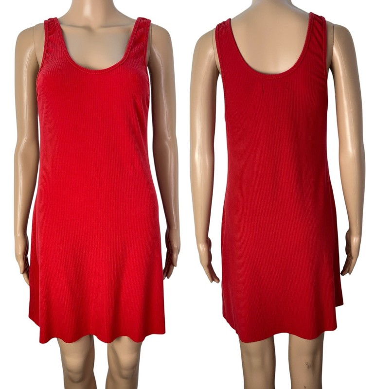 Reformation Red Ribbed Tank Mini Dress Stretchy Casual Lightweight Size Medium