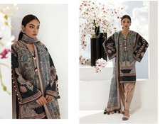 Sana Safinaz Dark green  paisley print dress with floral and geometric details