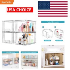 Vtopmart 4 Pack Large Stackable Storage Drawers, Clear