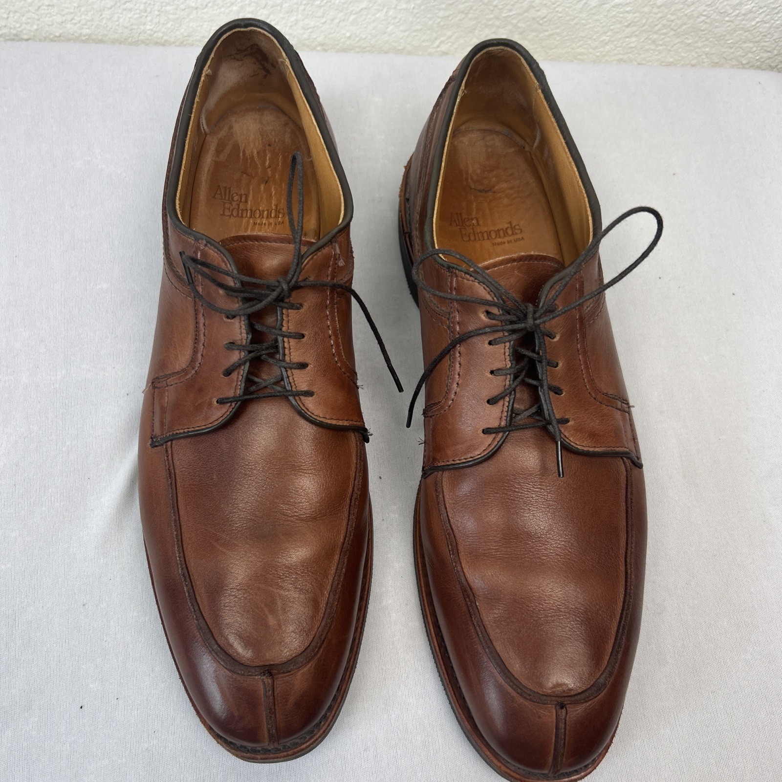 SAOLA Scarpe eleganti Allen Edmonds uomo 12 A Stockbridge Derby pelle marrone punta spaccata