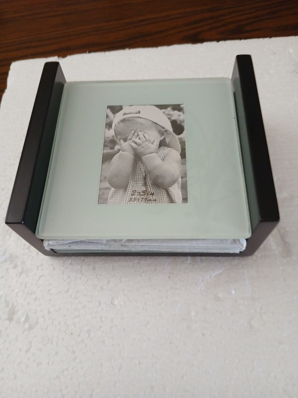 Set of 4 PHOTO COASTER Set With Stand Insert Picture Glass 3.75"