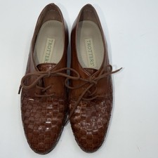 VTG Trotters Women's Lila Brown Leather Basket Weave Oxford Shoes Sz 6.5N N