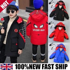 ✨✨NEW Kids Boys Spiderman Hooded Jacket Winter Coat Parka Outerwear UK 2025 HOT@
