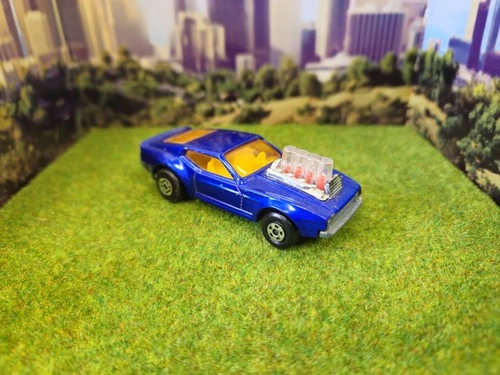 Matchbox Lesney "Rolamatics" 10 Mustang Piston Popper in dark blue, CGC