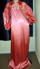 VINTAGE: SATIN Shiny Coral Bridal Satin Ballooon Gown 68 Long