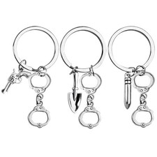 3pcs Partners in Crime Keyrings Best Friends Friendship Keychain Set Handcuff