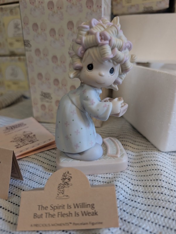 Precious Moments "The Spirit Is Willing But The Flesh Is Weak" Porcelain 1986