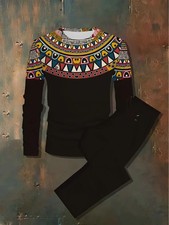 Men'S African-Inspired Ethnic Suit Set - XL to 6XL Sizes, Handmade Totem Print L