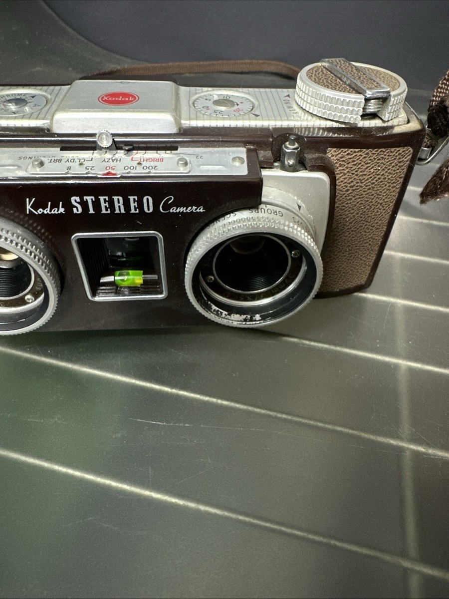 Kodak Stereo Camera with Leather Case, 35mm Film, 3D Vintage