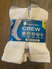 Member's Mark Crew Socks, 10 pairs, size 6-12, breathable and durable NWT