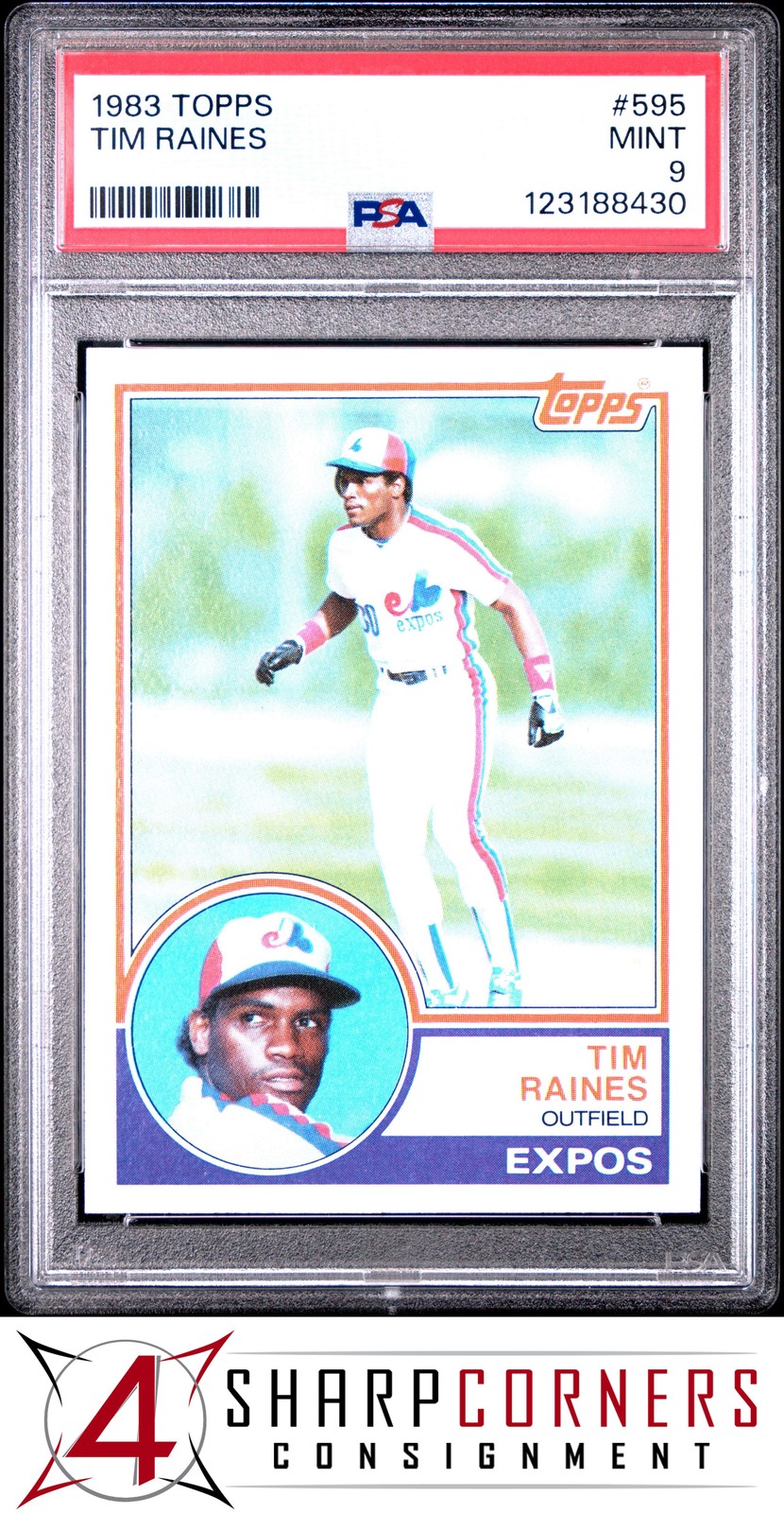1983 TOPPS #595 TIM RAINES EXPOS HOF PSA 9