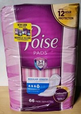 Poise Incontinence Pads, Moderate Absorbency, Regular Size, 66 Count NEW