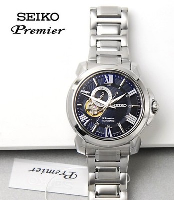 Seiko Premier SSA415J1 Open Heart Blue Dial Automatic Stainless