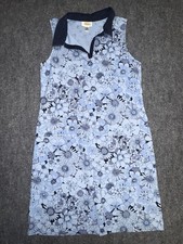 Talbots sleeveless polo golf dress blue and white floral pattern XL